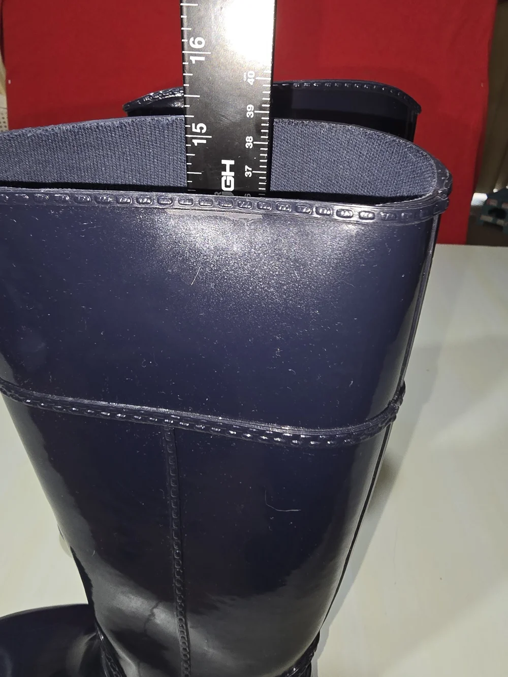 Michael Kors Fulton Harness Tall Navy Rain Boots MK Logo Women's Knee High